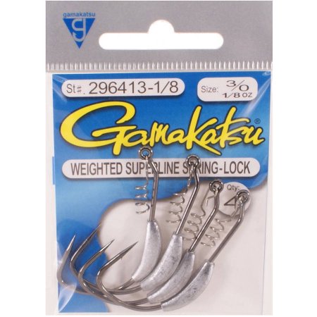 Gamakatsu Weighted Superline With Spring Lock 1/16Oz - Size 3/0 - 4 Per Pack