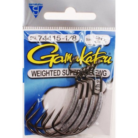 Gamakatsu Weighted Superline Wide Gap Black 1/16 Oz 5/0 5 Pack