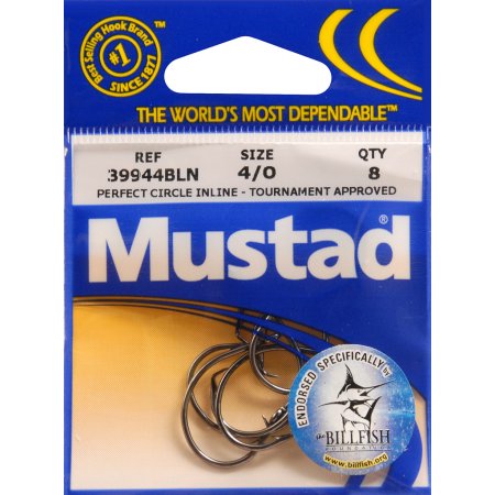 Mustad Demon Circle Hook Black Nickel Size 1/0 8 Per Pack