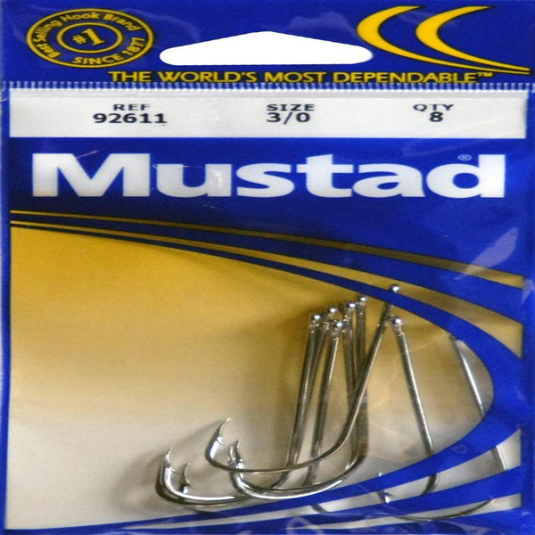 Mustad Poly Bag Hooks Nickel Wide Gap 10 Per Carton Order 10 - Size 1/0 Hollow Point