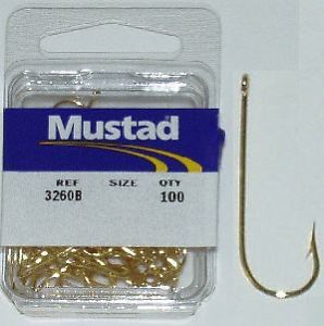 Mustad Poly Bag Hooks Gold Aberdeen 10 Per Carton-Size 6 Order 10