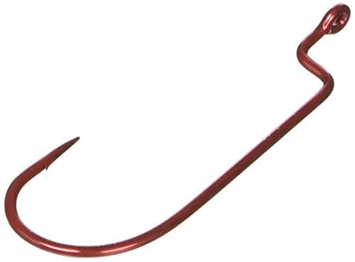 Owner Worm Hook Red X-Strong Offset Size 2/0