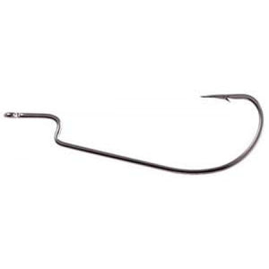 Owner Oversize Worm Hook Black Chrome Offset Size 7/0