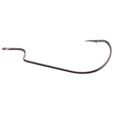 Owner Oversize Worm Hook Black Chrome Offset Size 7/0